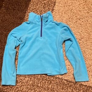 Columbia blue half zip crop sweater.